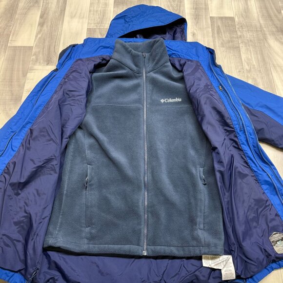 ✅ Mens SMALL Columbia Interchange 3-in-1 Waterproof Jacket/Coat Hooded Blue/Navy - Picture 3 of 12